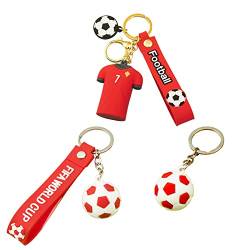 Floatdream 3 Stücke Fußball Schlüsselanhänger, No.7 Jersey Schlüsselanhänger, 3D Sport Keychain, für Souvenirs, Rucksackverzierungen, Fußballfans (Rot) von Floatdream