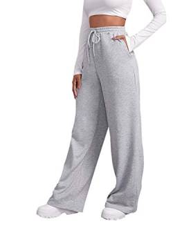 Floerns Damen Causal Drawstring High Waist Baggy Straight Leg Jogger Sweatpants mit Taschen, A Grey, M von Floerns