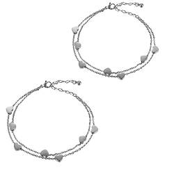 Flongo 2 Stück BFF Armbänder Unendlichkeitszeichen und Herz Freundschaftsarmband aus Edelstahl Silber und Roségold Armbänder für Beste Freundinnen/Schwestern/Mutter und Tochter von Flongo