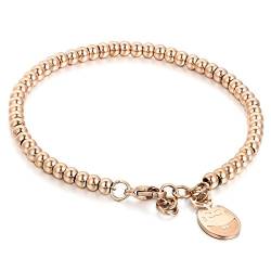 Flongo BFF Armband Armkette Freundschaftsketten Partnerarmbänder für 2 Armreifen Kugel Kette Perlen Glückliche Katze Kätzchen Herz Damen Rose Gold von Flongo