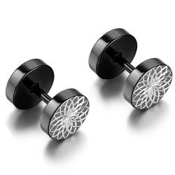 Flongo Damen Ohrringe 8mm Edelstahl Herren Ohrstecker Gestüt Stecker Ohrringe Blütenblätter Blumen Fake Plugs Tunnel Männer Ohrstecker Ohrstecker Piercing Schraubverschluss schwarz silber von Flongo