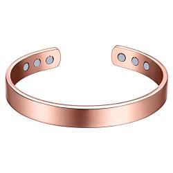 Flongo Damenarmband Edelstahlarmband Mädchen Armreif BFF Ketten mit Römischen Ziffern Rose Gold Golden Silber Elegant für Frauen Offen Verschluss von Flongo