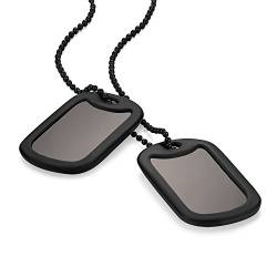 Flongo Gravur Herren Anhänger Halskette Kette, Schwarz Herrenkette Kostenlose Gravur doppelte Militärische Erkennungsmarken Armee Stil Dog Tag Erkennungsmarke Herren Männer von Flongo