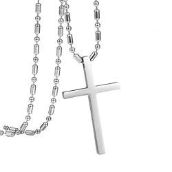 Flongo Herrenkette Männer Anhänger Rosenkranz Kette, Edelstahl Halskette Silber Jesus Kreuz Anhänger mit Philippians 4:13 Englisch Bibel Lords Prayer Herren-Accessoires von Flongo