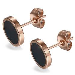 Flongo Ohrringe Herren Ohrstecker Damen: fake plug faux gauges fakeplugs rosegold rose schwarz tunnel Edelstahl Stud piercings Cheater Gestüt Ohr Stecker earrings plugs für Frauen Männer 14mm von Flongo