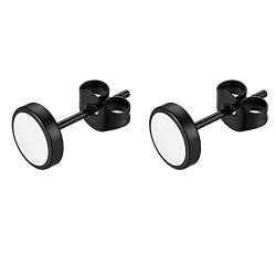 Flongo Ohrringe Herren Ohrstecker Damen: fake plug faux gauges fakeplugs weiß schwarz weiss tunnel Edelstahl Stud piercings Cheater Gestüt Ohr Stecker earrings plugs für Frauen Männer 3-14mm von Flongo