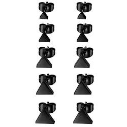 Flongo Ohrstecker, 10 Stück 4~8mm Edelstahl Ohrstecker Gestüt Stecker Ohrringe Ohrhänger Dreieck Triangel Tunnel Illusion verjüngt Cheater Faux Fake Plug Schwarz Charm Charme Herren, Damen Ohrschmuck von Flongo