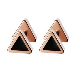 Flongo Ohrstecker, 6mm Edelstahl Gestüt Stecker Ohrringe Ohrstecker Tunnel Illusion verjüngt Cheater Faux Fake Dreieck Triangel Ohrstecker Rose Gold Schwarz Charm Charme Herren, Damen Ohrschmuck von Flongo