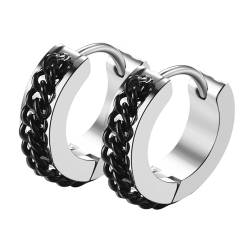 Flongo Vintage Creolen Panzerkette Ohrringe: silber gold schwarz Herren Kranz Hoop wikinger Earrings Edelstahl Ohrring Knorpelschmuck Damen Reif Ohrstecker Ohrschmuck Geschenk für Männer Frauen von Flongo