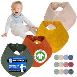 Flora Furora Musselin Halstuch Baby Mädchen & Jungen, Bio-Baumwolle GOTS + OEKO-TEX 100 (weich saugfähig) Dreieckstuch Baby Winter + Sommer | Sabberlätzchen Lätzchen Baby Neugeborene und Kinder von Flora Furora