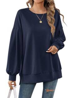 Florboom Damen Blusenshirt Langarm Pullover Oberteil Bluse Shirts Sweatshirt, Blau M von Florboom