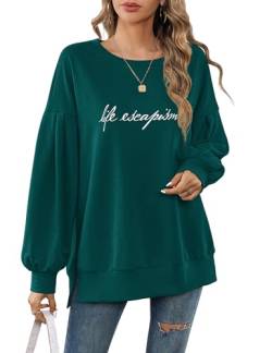 Florboom Damen Oberteile Elegant Rundhals Tshirt Oversize Tshirt Locker Bluse, Grün XL von Florboom
