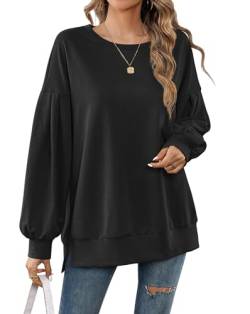 Florboom Oberteile Damen Elegant Bluse Oversized Tshirt Casual Pullover, Schwarz S von Florboom