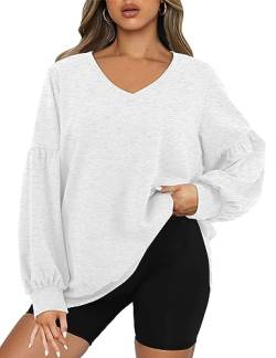 Florboom Shirt Damen Langarm Pullover Oversize Pulli Bluse, Grau 2XL von Florboom