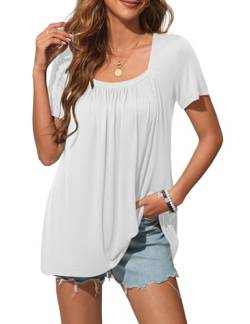 Florboom Tunika Top Damen Lässige Longshirt Sommer Elegant Oberteile, Weiß XL von Florboom