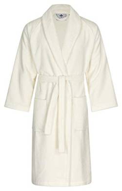 Floringo Luxus Bademantel mit Schalkragen Twin-Star super soft für Damen und Herren 95° waschbar (creme, L) von Floringo