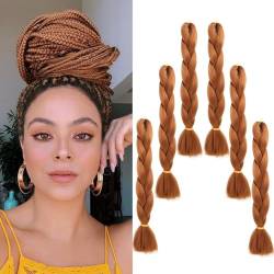 Flosius 24 Zoll Jumbo Braids Extensions Flechten Kunsthaar 6 Stücke Synthetik Zöpfe Afro Hair für Box Crochet Braids Haarverlängerung (61 cm, 30#) von Flosius