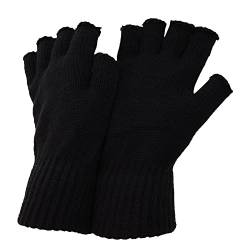 Floso® Herren Winter Halbfinger-Handschuhe (Einheitsgröße) (Schwarz) von Floso