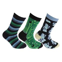 Floso® Kinder Rutschfeste Socken (3 Paare) (UK 12-3.5 (EU 31-35)) (Grün/Marine) von Floso