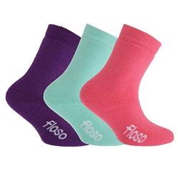 Floso® Kinder Winter Thermo Socken (3-er Pack) (EUR 37-39 (13+ Jahre)) (Pink/Lila/Aquamarin) von Floso