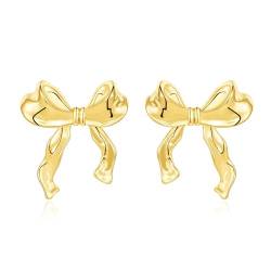 Schleifen Ohrringe, Bow Earrings, Gold Silber Bogen Ohrstecker Ohrringe für Damen, Goldene Ohrringe Damen, Schleifen Schmuck Frauen (A1) von Flossty