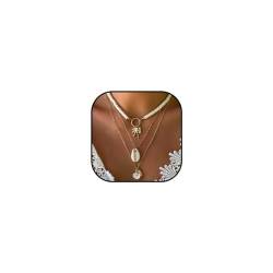 Flovel Boho Perlen Choker Halskette Goldfarbene Halskette Kette Perlen Muschel Halskette für Frauen von Flovel