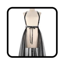 Flovel Damen Tüll Tutu Rock Punk Leder Harness Körperkette Erwachsene Klassisch Elastisch 3-lagig Tutu Rock Karneval Party Rave Outfits Kostüm für Frauen und Mädchen (Schwarz) von Flovel