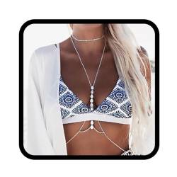 Flovel Strass-Körperkette Silber kristall Biniki-Kette Harness Körperkette Schmuck für Frauen und MädchenSchmuck für Frauen und Mädchen von Flovel