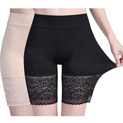 Damen Unterhose - Lange Frauen Panties Unter Rock Kurz Hose Anti Chafing Shorts Sicherheit Panty Hohe Taille Lace Leggings Kurze Tight mit Anti-Rutsch Spitzenrand von Flow.month