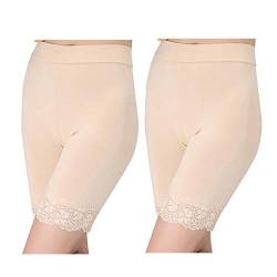 UPSTONE Damen Panty Baumwolle Damen Unterrock Shorts Sicherheitshose Weich Stretch Spitze Füllung Leggings Shorts Gr. One size, Beige / Beige von Flow.month