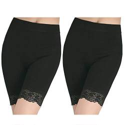 UPSTONE Damen Panty Baumwolle Damen Unterrock Shorts Sicherheitshose Weich Stretch Spitze Füllung Leggings Shorts Gr. One size, Schwarz + Schwarz. von Flow.month