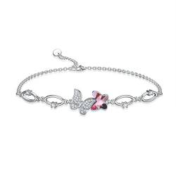 Flpruy Armband Damen Silber 925 Rosa Kristall Schmetterling Armband Schmetterling Schmuck Geschenk ür Sie Frauen Freundin MaMa von Flpruy