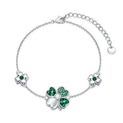 Flpruy Grün Armband Damen Silber 925 Kleeblatt-Armband St. Patrick's Day Schmuck Gutes irisches Glücksschmuckgeschenk für Sie Frauen Freundin MaMa von Flpruy