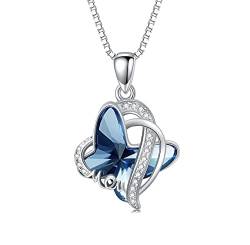 Flpruy Mutter Halskette 925 Sterling Silber Schmetterling Anhänger Muttertagsgeschenk für sie Mama Frau Freunde Kristall Halskette für Frauen von Flpruy