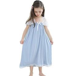 Flwydran Mädchen Nachthemd Kinder Schlafanzug Kleider Nachtwäsche Spitze Prinzessin Nightdress Nachtkleider von Flwydran