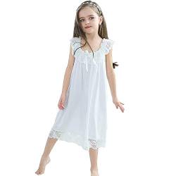 Flwydran Mädchen Nachthemd Kinder Schlafanzug Kleider Nachtwäsche Spitze Prinzessin Nightdress Nachtkleider von Flwydran