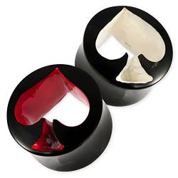 Fly Style 1 Paar Flesh-Tunnel aus Horn - Pik Poker Ohr-Plug, Grösse:16 mm (Paar), Farbwahl:weiss von Fly Style
