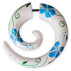 Fly Style - 1 Stück - Fake Piercing Spirale - Hibiskus Blüten, Farbwahl:blau von Fly Style