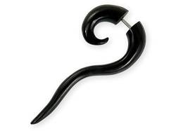 Fly Style 1 Stück Fake Spirale Piercing Expander - Ohrring aus Horn oder Knochen mit Schraubverschluss, Materialart:Horn (schwarz) von Fly Style