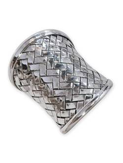 Fly Style - Breiter Silber-Ring aus 925 Sterling Silber - geflochten/gewebt, Ring Grösse:15.7 mm von Fly Style
