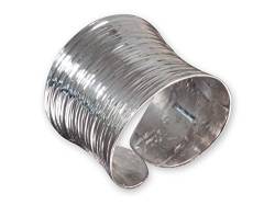 Fly Style Breiter Silberring Damen - Ring Silber 925 Damen offen verstellbar, Statement Ring, Ring Grösse:16.2 mm, Oberfläche:Poliert strukturiert von Fly Style
