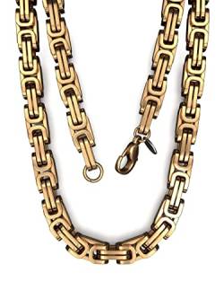 Fly Style Byzantiner Königskette Gold Edelstahl - Halskette Herren 18 Karat vergoldete Kette - 6mm breit, 55cm lang von Fly Style