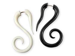 Fly Style Ohrringe Ohrhänger Fake Spirale aus Horn oder Knochen - Natur Damen Schmuck, Materialwahl:Knochen (Paar) von Fly Style