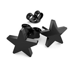 Fly Style Ohrstecker aus 316L Edelstahl - Sterne Ohrringe Stecker, Grösse:6 mm, Farbwahl:schwarz von Fly Style