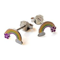 Fly Style Rainbow Regenbogen Ohrringe Silber 925 für Kinder - Mädchen Ohrringe/Damen - Ohrstecker im Samtsäckchen von Fly Style