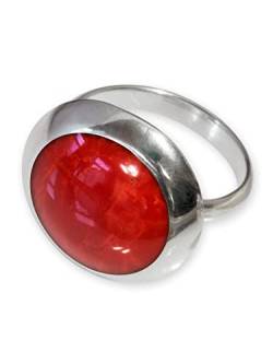 Fly Style Ring Silber 925 Damen, offener Ring größenverstellbar, 925 Silber Ring mit Muschel oder Stein Inlays, Farbwahl:rot von Fly Style
