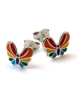 Fly Style Schmetterling Regenbogen Ohrringe Silber 925 für Kinder - Mädchen Ohrringe/Damen - Ohrstecker in Schmuckschachtel von Fly Style
