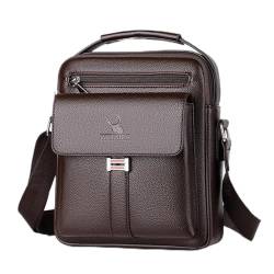 Flybloom Vintage Umhängetasche Für Herren, Lässig, Schultertasche, Messenger-Rucksack Für Arbeit, Radfahren (Dunkelbraun) von Flybloom