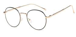 Metall Frame Retro Glasrahmen-Ebenenspiegel Dekobrille Klassisches Rund Rahmen Glasses Klare Linse Brille von Flydo