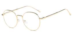 Metall Frame Retro Glasrahmen-Ebenenspiegel Dekobrille Klassisches Rund Rahmen Glasses Klare Linse Brille von Flydo